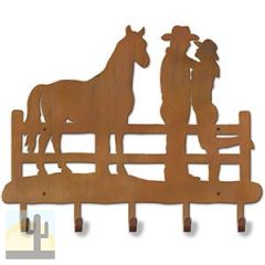 608112 - 24in Cowboy Couple with Horse Design Metal Coat and Hat Hooks