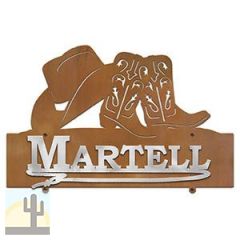 609037 - 31in W Cowboy Hat and Boots Design Horizontal Metal Custom Text Wall Sign