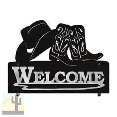 609038 - 25in W Cowboy Hat and Boots Design Horizontal Metal Welcome Wall Sign