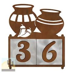 609052 - XL Four Pots with Chilies Design 2-Digit Horizontal 6in Tile Outdoor House Numbers