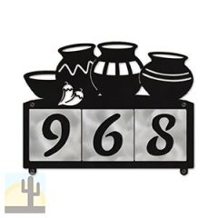 609053 - XL Four Pots with Chilies Design 3-Digit Horizontal 6in Tile Outdoor House Numbers