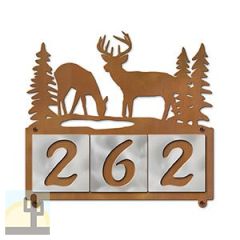 609063 - XL Deer Buck and Doe Design 3-Digit Horizontal 6in Tile Outdoor House Numbers