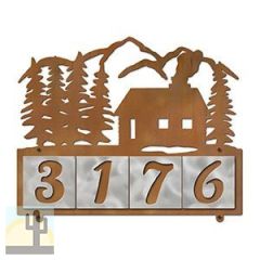 609074 - XL Cabin in the Woods Design 4-Digit Horizontal 6in Tile Outdoor House Numbers