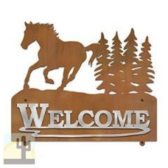 609108 - 25in W Running Horse Scene Design Horizontal Metal Welcome Wall Sign