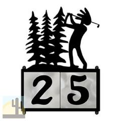 609142 - XL Kokopelli Golfer in the Woods Design 2-Digit Horizontal 6in Tile Outdoor House Numbers