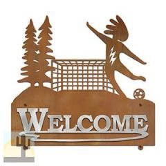 609188 - 25in W Kokopelli Lone Soccer Player Design Horizontal Metal Welcome Wall Sign
