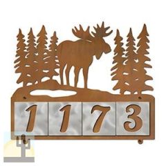 609214 - XL Moose in the Woods Design 4-Digit Horizontal 6in Tile Outdoor House Numbers