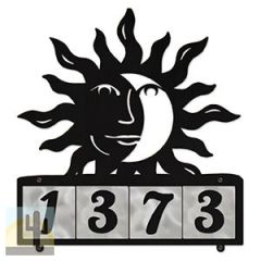 609244 - XL Happy Sun-Moon Design 4-Digit Horizontal 6in Tile Outdoor House Numbers