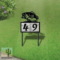 610002 - Jumping Bass in Reeds Design 2-Digit Horizontal 6-inch Tile Outdoor House Numbers Yard Sign