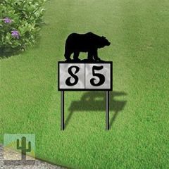 610022 - Bear in the Woods Design 2-Digit Horizontal 6-inch Tile Outdoor House Numbers Yard Sign
