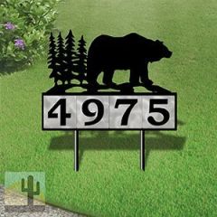 610024 - Bear in the Woods Design 4-Digit Horizontal 6-inch Tile Outdoor House Numbers Yard Sign