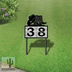 610032 - Cowboy Hat and Boots Design 2-Digit Horizontal 6-inch Tile Outdoor House Numbers Yard Sign