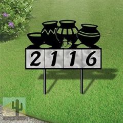 610054 - Four Pots with Chilies Design 4-Digit Horizontal 6-inch Tile Outdoor House Numbers Yard Sign
