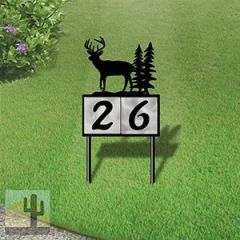 610062 - Deer Buck and Doe Design 2-Digit Horizontal 6-inch Tile Outdoor House Numbers Yard Sign