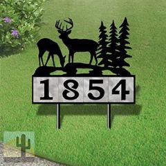 610064 - Deer Buck and Doe Design 4-Digit Horizontal 6-inch Tile Outdoor House Numbers Yard Sign