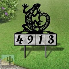 610094 - Petroglyph Lizard Design 4-Digit Horizontal 6-inch Tile Outdoor House Numbers Yard Sign