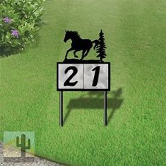 610102 - Running Horse Scene Design 2-Digit Horizontal 6-inch Tile Outdoor House Numbers Yard Sign