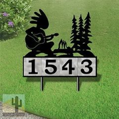 610124 - Camping Guitar Kokopelli Design 4-Digit Horizontal 6-inch Tile Outdoor House Numbers Yard Sign