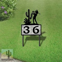 610132 - Kokopelli Desert Golfer Design 2-Digit Horizontal 6-inch Tile Outdoor House Numbers Yard Sign