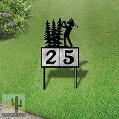610142 - Kokopelli Golfer in the Woods Design 2-Digit Horizontal 6-inch Tile Outdoor House Numbers Yard Sign