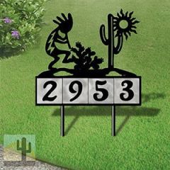 610154 - Kokopelli Desert Scene Design 4-Digit Horizontal 6-inch Tile Outdoor House Numbers Yard Sign