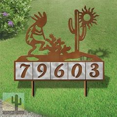 610155 - Kokopelli Desert Scene Design 5-Digit Horizontal 6-inch Tile Outdoor House Numbers Yard Sign
