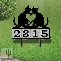 610204 - Two Cats in Love Design 4-Digit Horizontal 6-inch Tile Outdoor House Numbers Yard Sign
