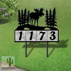610214 - Moose in the Woods Design 4-Digit Horizontal 6-inch Tile Outdoor House Numbers Yard Sign