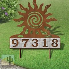 610225 - Spiral Sunset Design 5-Digit Horizontal 6-inch Tile Outdoor House Numbers Yard Sign