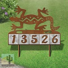 610235 - S-Shaped Southwest Lizard Design 5-Digit Horizontal 6-inch Tile Outdoor House Numbers Yard Sign
