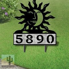 610244 - Happy Sun-Moon Design 4-Digit Horizontal 6-inch Tile Outdoor House Numbers Yard Sign