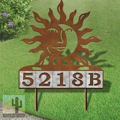 610245 - Happy Sun-Moon Design 5-Digit Horizontal 6-inch Tile Outdoor House Numbers Yard Sign