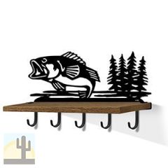 618012B - Bass Fishing with Trees Black Large Wall Art with Hooks and 24in Wooden Shelf