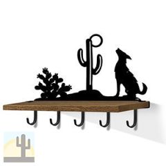 618082B - Howling Coyote Black Large Wall Art with Hooks and 24in Wooden Shelf