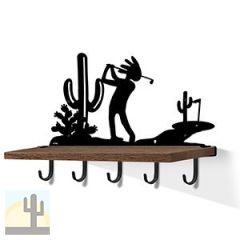 618132B - Desert Golfer Kokopelli Black Large Wall Art with Hooks and 24in Wooden Shelf