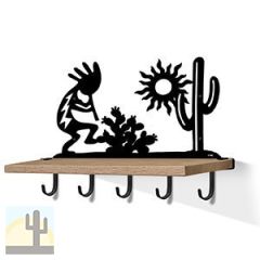 618152B - Dancing Kokopelli Black Large Wall Art with Hooks and 24in Wooden Shelf