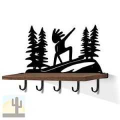618172B - Snowboarding Kokopelli Black Large Wall Art with Hooks and 24in Wooden Shelf