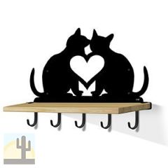 618202B - Heart Cats Black Large Wall Art with Hooks and 24in Wooden Shelf