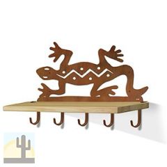 618232R - Santa Fe Lizard Rust Large Wall Art with Hooks and 24in Wooden Shelf