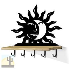 618242B - Sun Face Eclipse Black Large Wall Art with Hooks and 24in Wooden Shelf