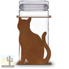 620013R - Sitting Cat 2-Quart Glass and Metal Canister in Rust Patina