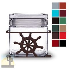620041 - Ship's Wheel 1qt Glass and Metal Canister - Choose Color