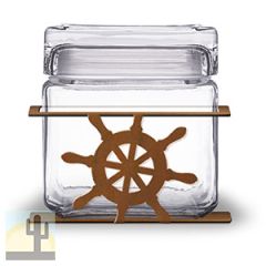 620041R - Ship's Wheel 1-Quart Glass and Rusted Metal Canister