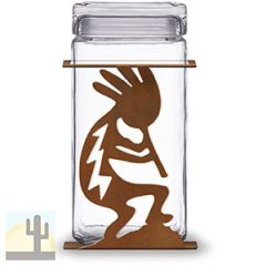 620053R - Kokopelli 2-Quart Glass and Metal Canister in Rust Patina