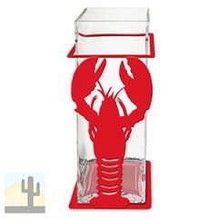 621504 - Lobster 12in Tall Metal and Glass Square Vase