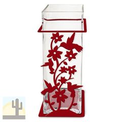 621506 - Hummingbirds 12in Tall Metal and Glass Square Vase