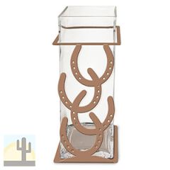 621510 - Horseshoes 12in Tall Metal and Glass Square Vase