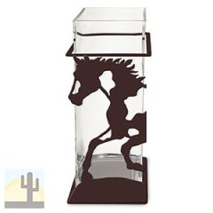 621511 - Paint Horse 12in Tall Metal and Glass Square Vase