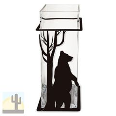 621512 - Standing Bear 12in Tall Metal and Glass Square Vase