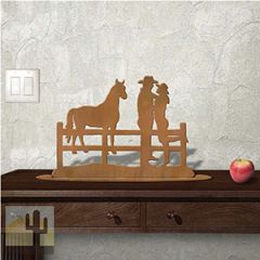 623010r - Tabletop Art - 19in x 14in - Cowboy Lovers - Rust Patina
